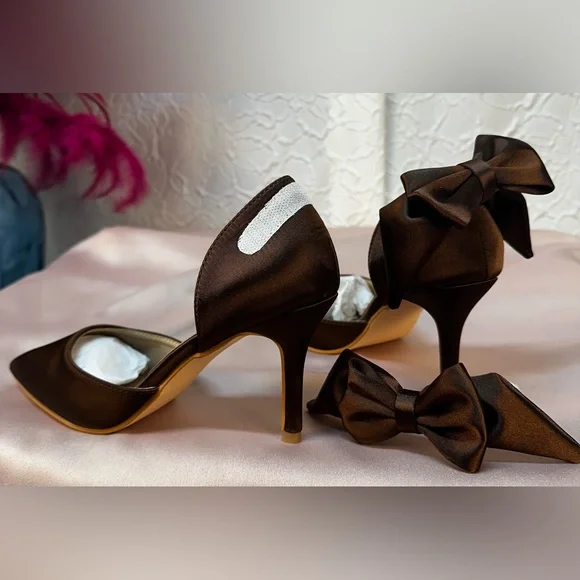 Allegra K- Women’s Satin Pointed Toe (detachable 🎀)Heels (9)‼️NIB‼️🤎 - Picture 6 of 12